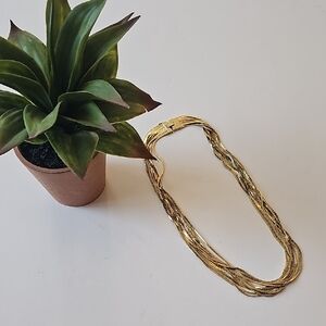 Elegant Gold Multi-Strand Costume Necklace Jewelry EUC Cosplay Dress Up